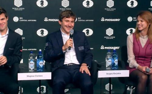 Karjakin's first words at the press conference "Happy birthday Magnus"